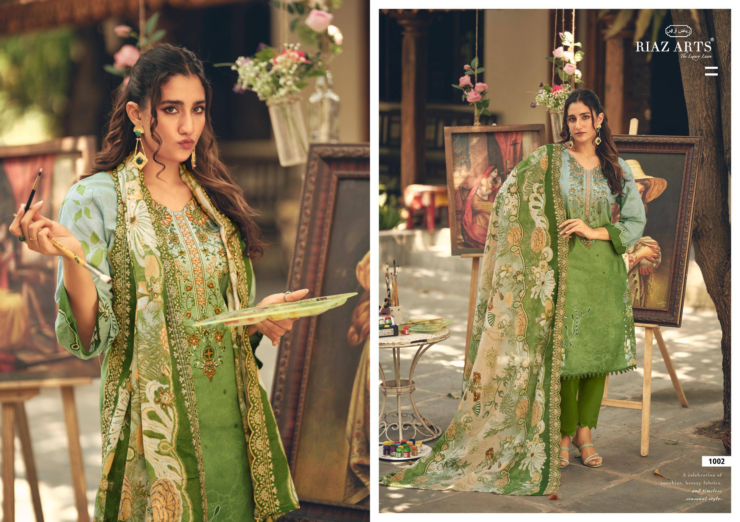 ABU SAEED by RIAZ ARTS PRINTS 13063 TO 13068 SERIES Pakistani Stylish Embroidered LAWN COTTON COLLECTION At Wholesale Price